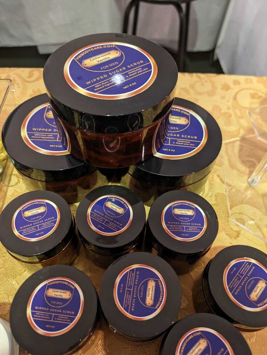Whipped Sugar Scrub for Him in Cedarwood & Vanilla Scent